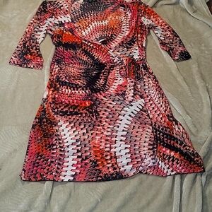 Mlle Gabrielle Wrap Dress with tie up, Pink, White, Black, Very Stretchy